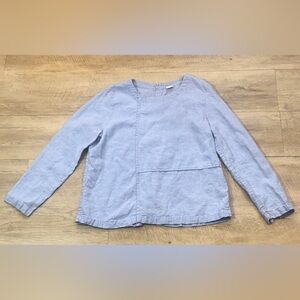 Poetry Women’s 100% Linen Back Button Long Sleeve Top Size 8